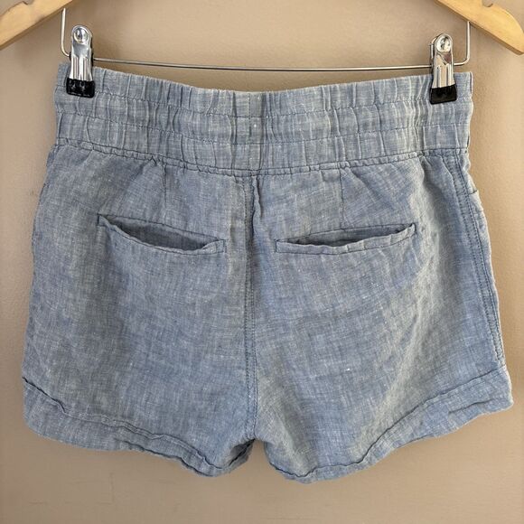 Athleta Women’s Size 2 Blue Linen Shorts with Pockets Casual Summer - Picture 4 of 6